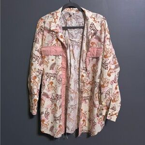 BiBi tiger animal print long sleeve tunic shacket size medium